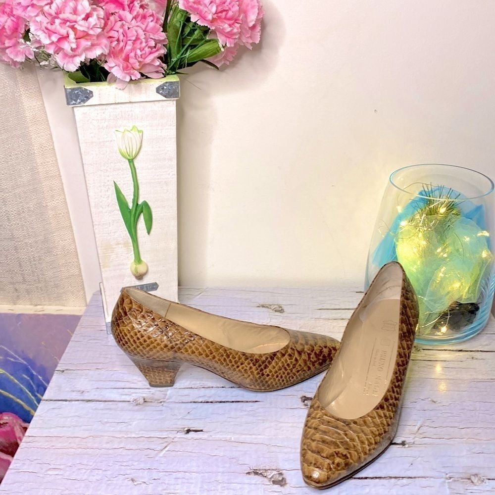 🌷 Bruno Magli🌷NWOT Tan Snakeskin Leather Shoes